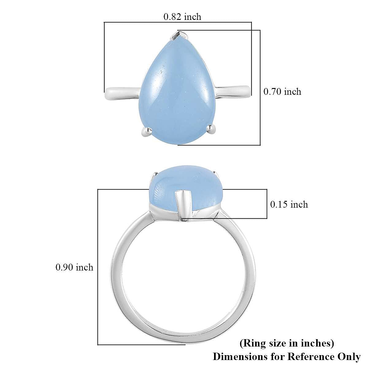 Light Blue Color Jade (D) Solitaire Ring in Sterling Silver (Size 7.0) 6.70 ctw