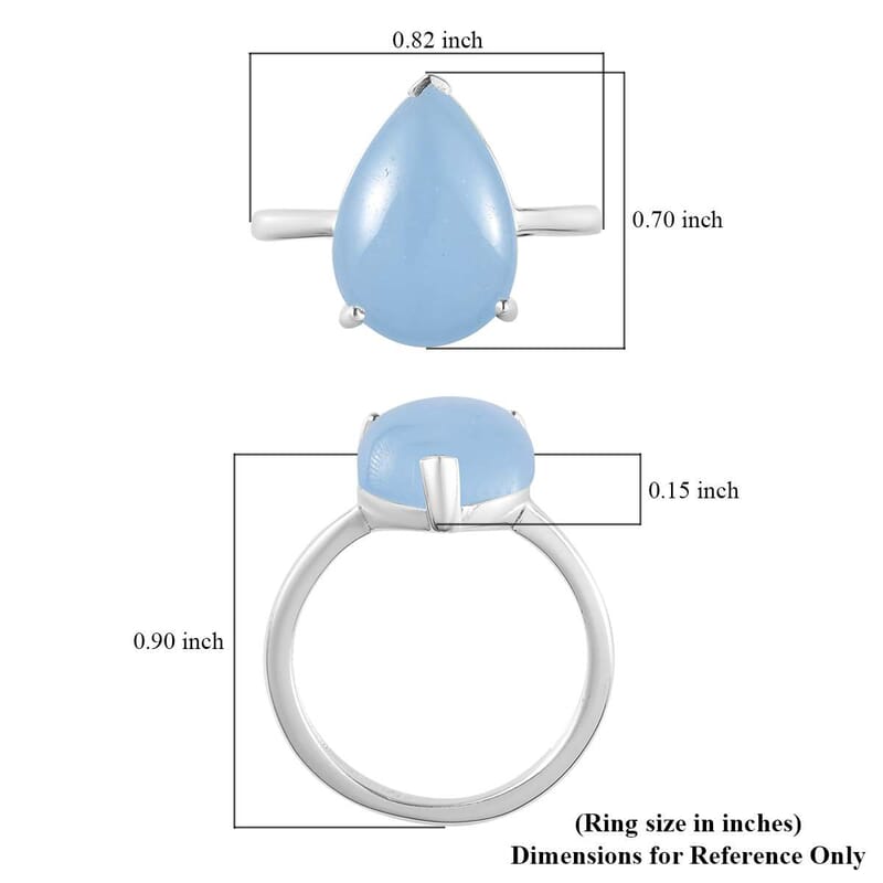 Light Blue Color Jade (D) Solitaire Ring in Sterling Silver (Size 7.0) 6.70 ctw