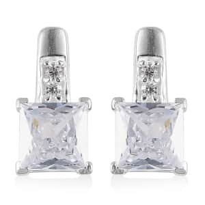 Simulated Diamond Earrings in Sterling Silver 3.35 ctw