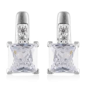 Simulated Diamond Earrings in Sterling Silver