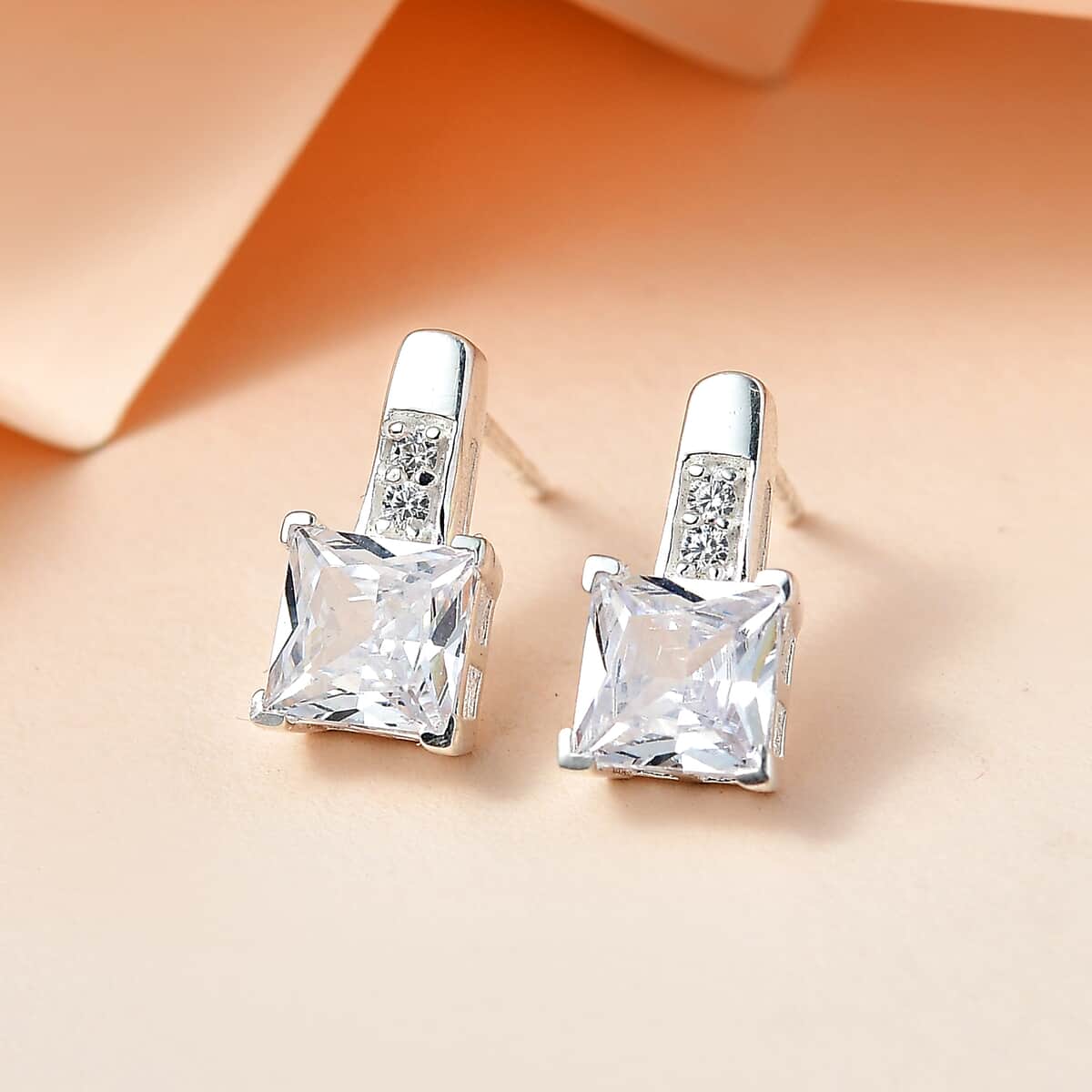 Simulated Diamond Earrings in Sterling Silver 3.35 ctw image number 1