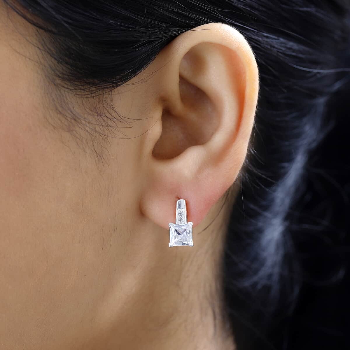 Simulated Diamond Earrings in Sterling Silver 3.35 ctw image number 2