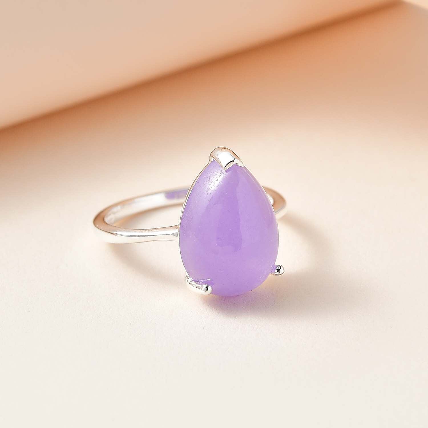 Purple Jade (D) Solitaire Ring in Sterling Silver (Size 7.0) 6.30 ctw