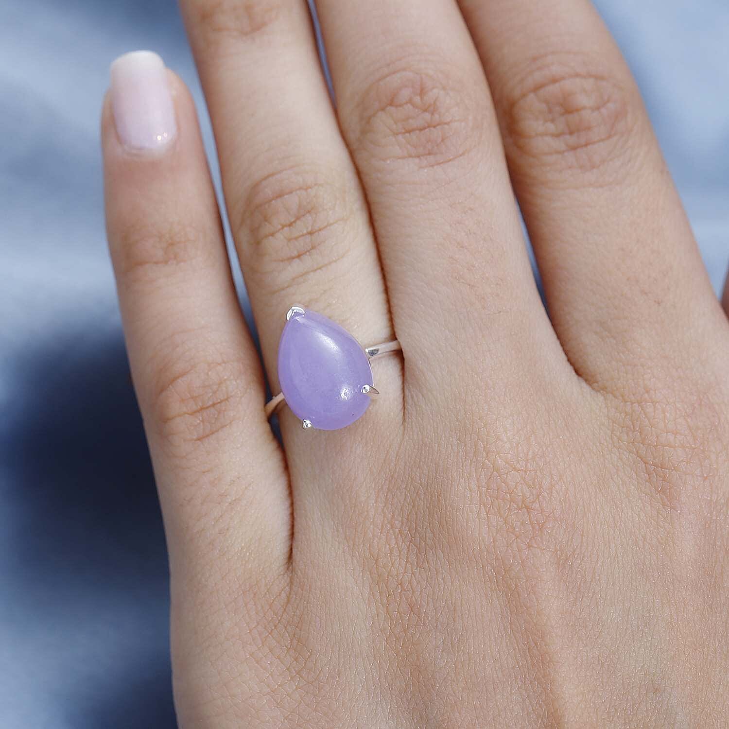 Purple Jade (D) Solitaire Ring in Sterling Silver (Size 7.0) 6.30 ctw