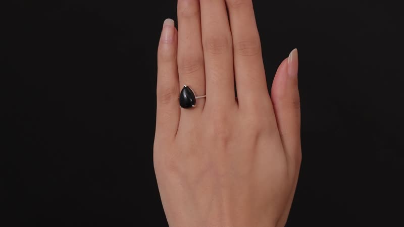 California Black Jade Solitaire Ring in Sterling Silver (Size 10.0) 6.60 ctw