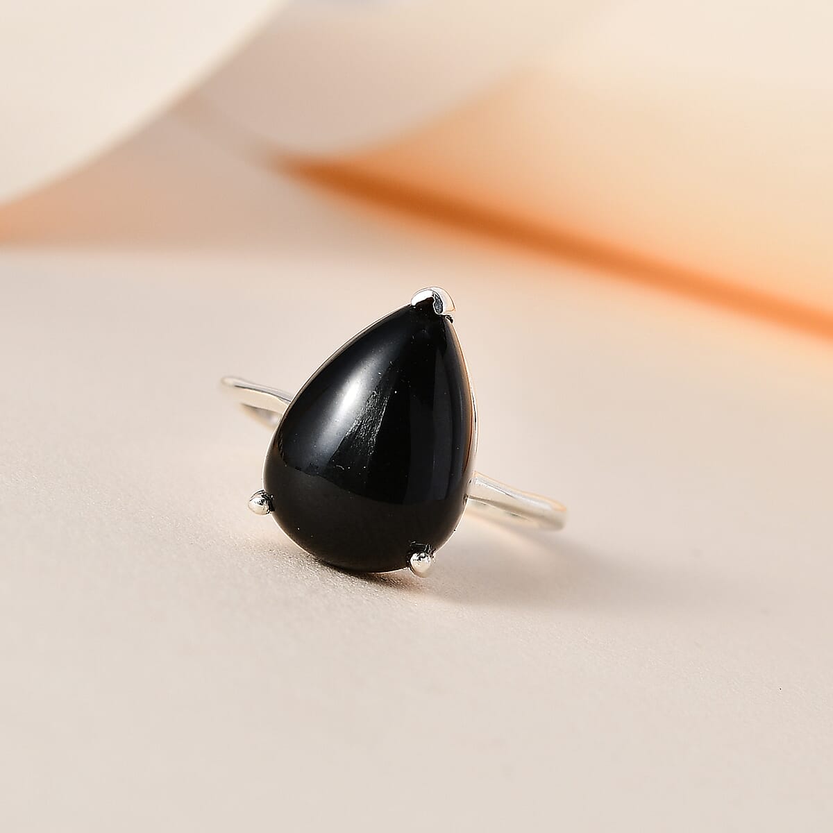 California Black Jade 6.60 ctw Solitaire Ring in Sterling Silver (Size 8.0) image number 1