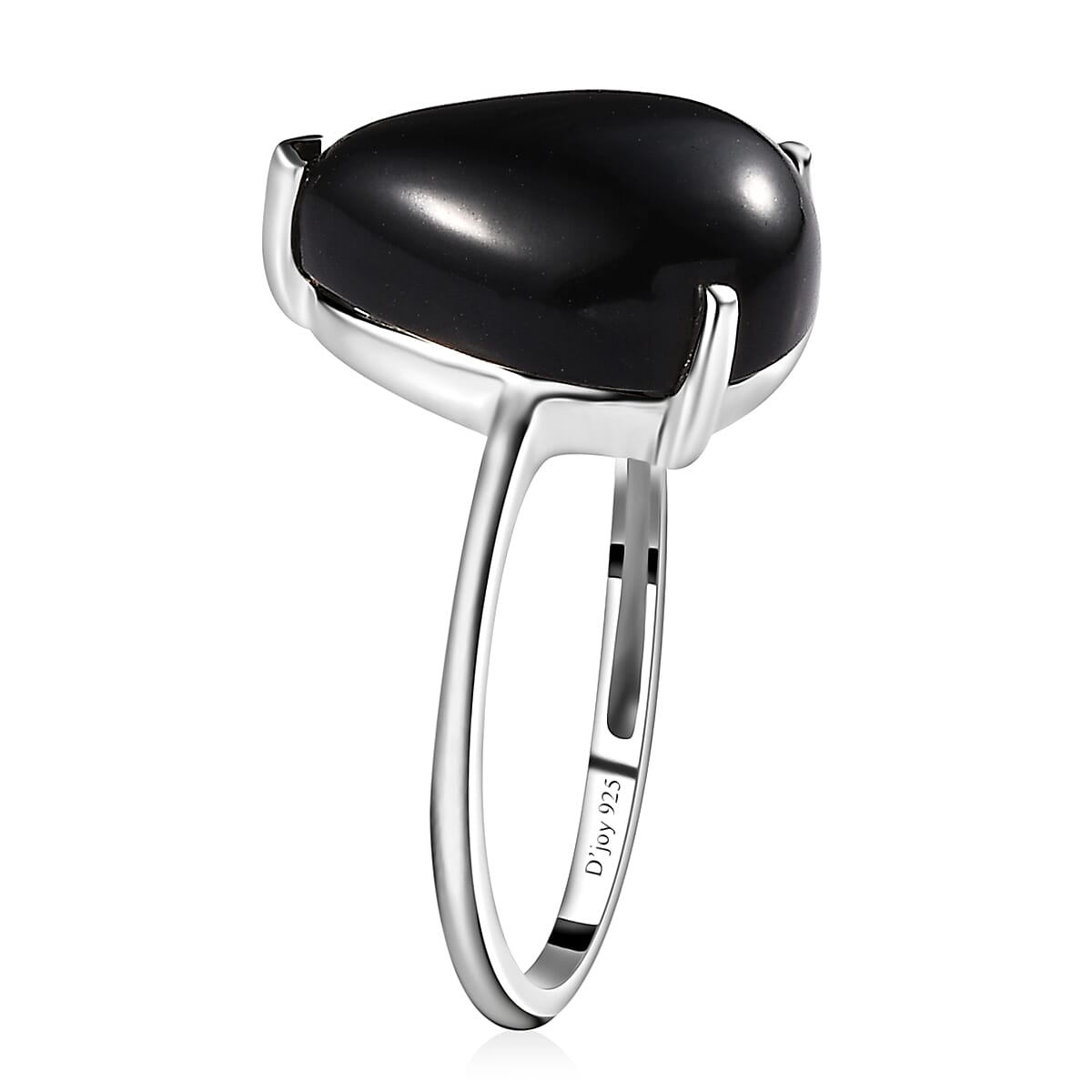 California Black Jade 6.60 ctw Solitaire Ring in Sterling Silver (Size 8.0) image number 3