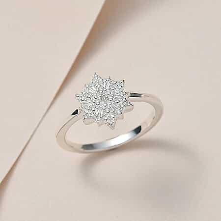 Sterling silver diamond accent cluster ring Clearance