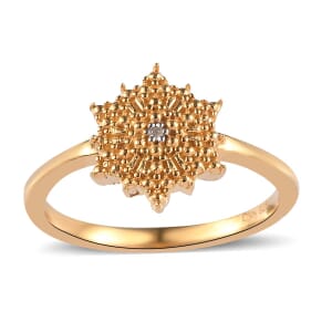 Diamond Accent Cluster Ring in 14K Yellow Gold Over Sterling Silver (Size 5.0)