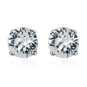 Designer Premium Austrian Crystal Solitaire Stud Earrings in Platinum Over Sterling Silver