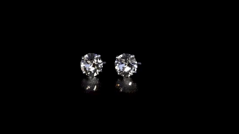 White Crystal Solitaire Stud Earrings in Platinum Over Sterling Silver