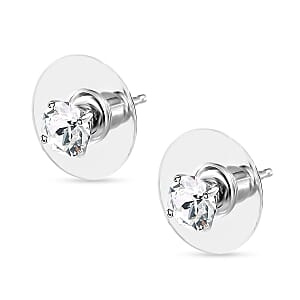 Designer Premium Austrian Crystal Solitaire Stud Earrings in Platinum Over Sterling Silver