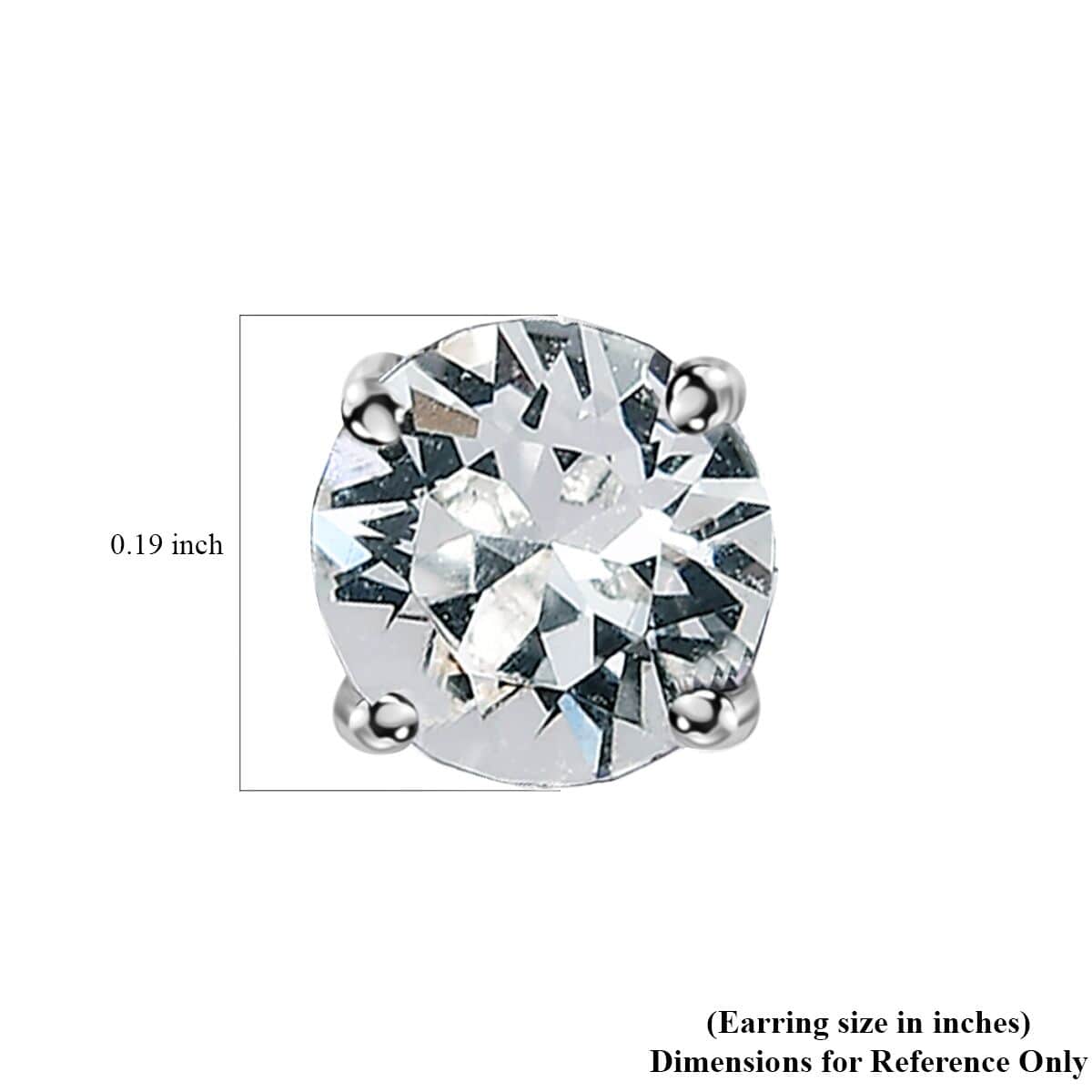 White Crystal Solitaire Stud Earrings in Platinum Over Sterling Silver image number 4