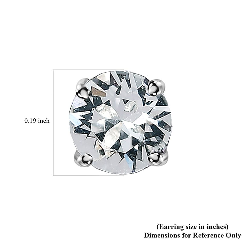 Designer Premium Austrian Crystal Solitaire Stud Earrings in Platinum Over Sterling Silver