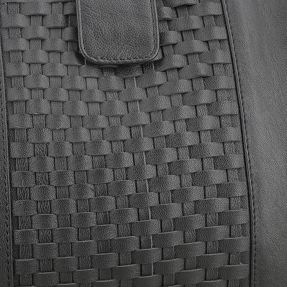 Black Genuine Leather Weave Pattern Shoulder Bag image number 7