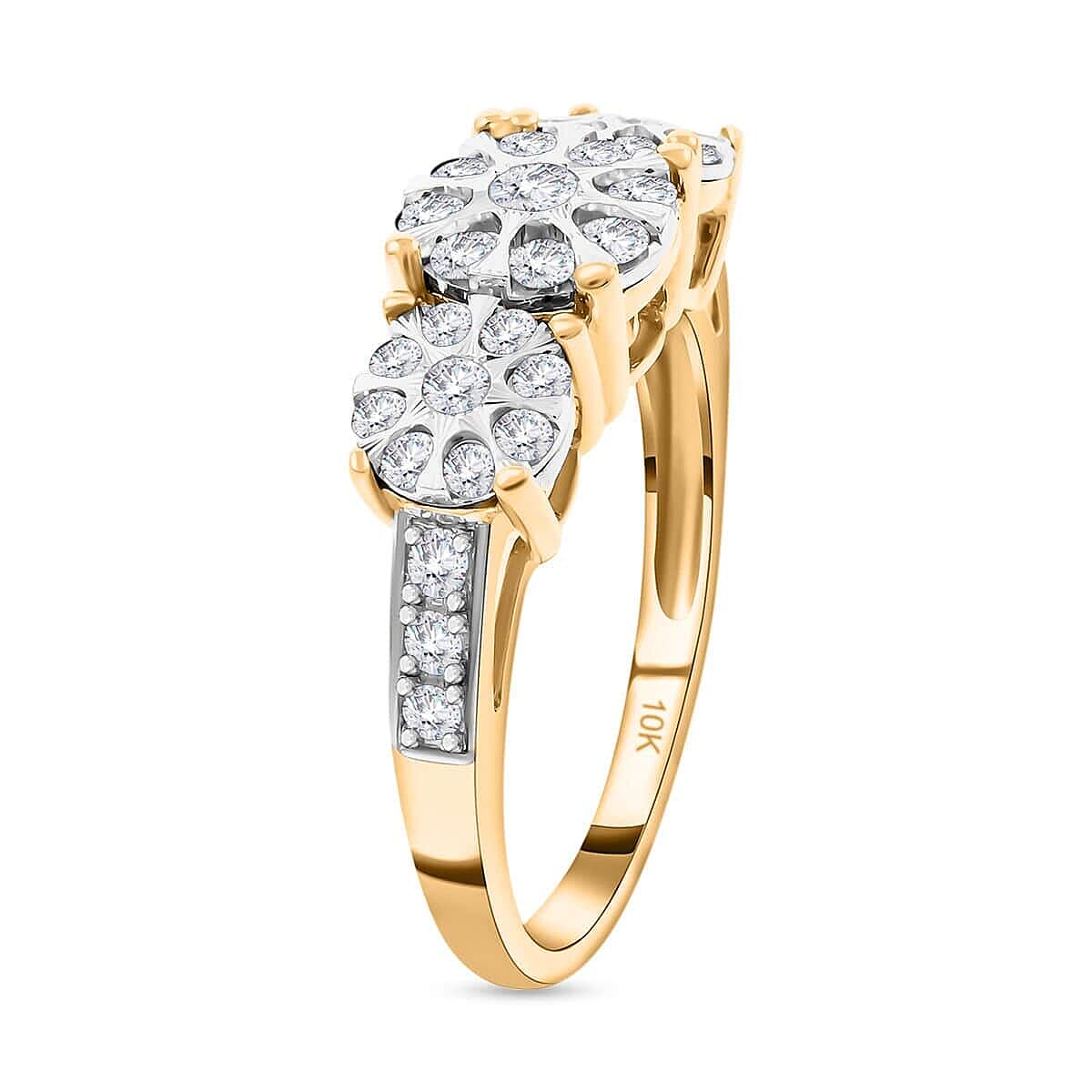 NY Closeout 10K Yellow and White Gold G-H I1 Diamond Ring (Size 6.0) 0.50 ctw image number 3