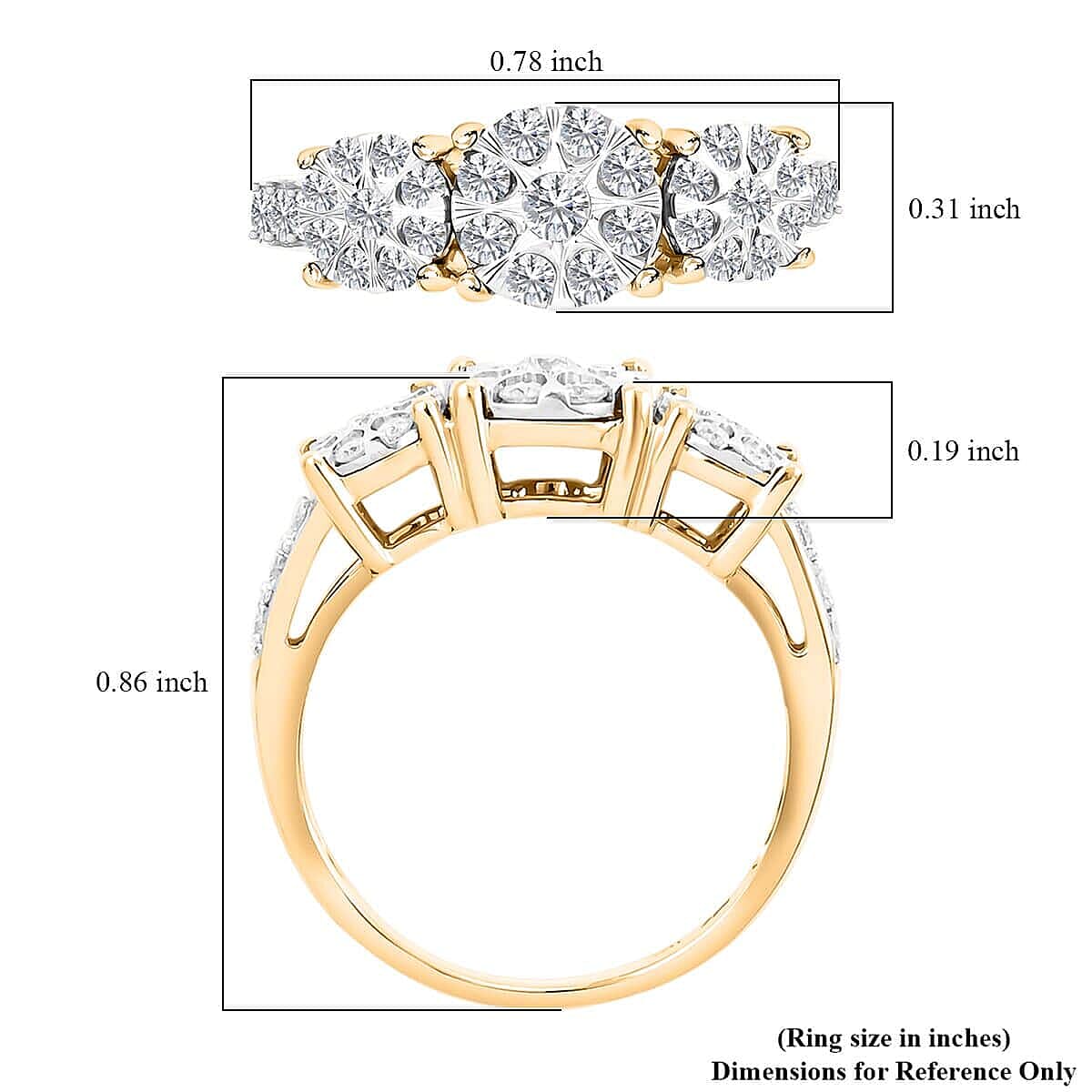 NY Closeout 10K Yellow and White Gold G-H I1 Diamond Ring (Size 6.0) 0.50 ctw image number 4
