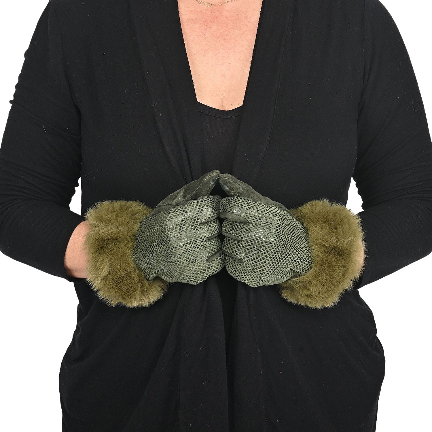 Set of 2 Pairs Animal Print Gloves With Touchscreen Fingers And Faux Fur Cuff, Ultra Soft Gloves (1pr Leopard and 1pr Snake)- Gold