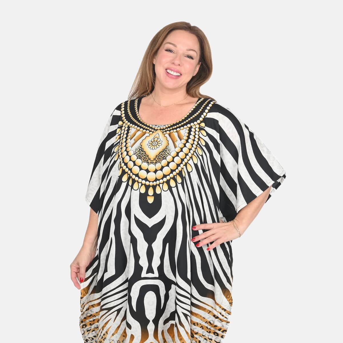 Buy Winlar Black and White Paisley Print Kaftan, Free Size Loose