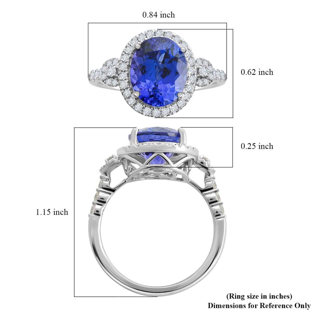 Certified & Appraised Rhapsody 950 Platinum AAAA Tanzanite, Diamond (E-F, VS) (0.55 cts) Ring (Size 5.0) (6.25 g) 4.75 ctw image number 5