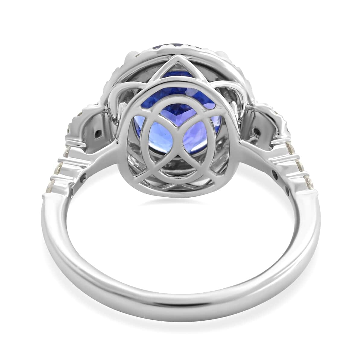 Certified & Appraised Rhapsody 950 Platinum AAAA Tanzanite, Diamond (E-F, VS) (0.55 cts) Ring (Size 7.5) (6.25 g) 4.75 ctw image number 4