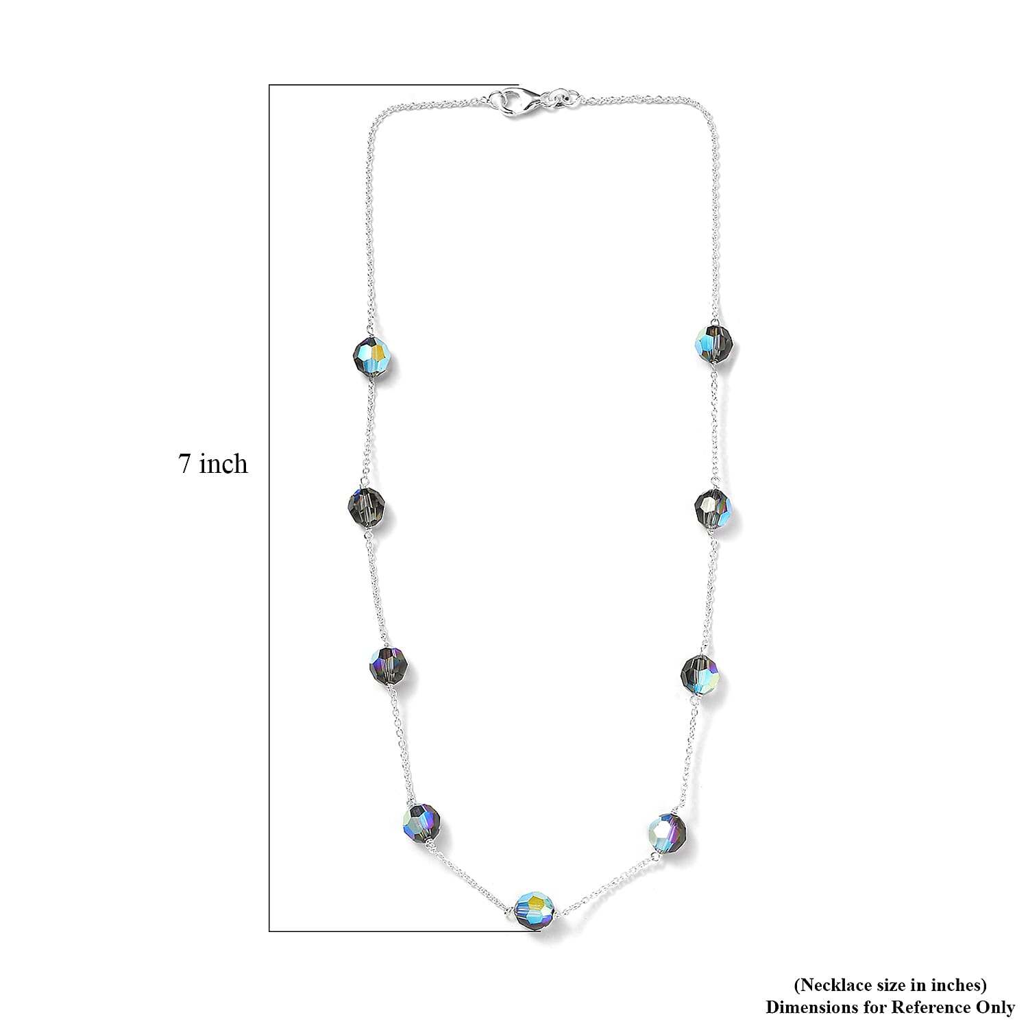 Designer Premium Austrian Crystal Station Necklace 18 Inches in Sterling Silver