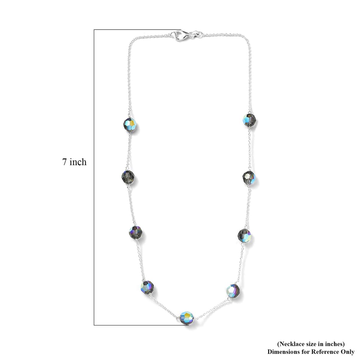 Designer Premium Austrian Crystal Station Necklace 18 Inches in Sterling Silver image number 5