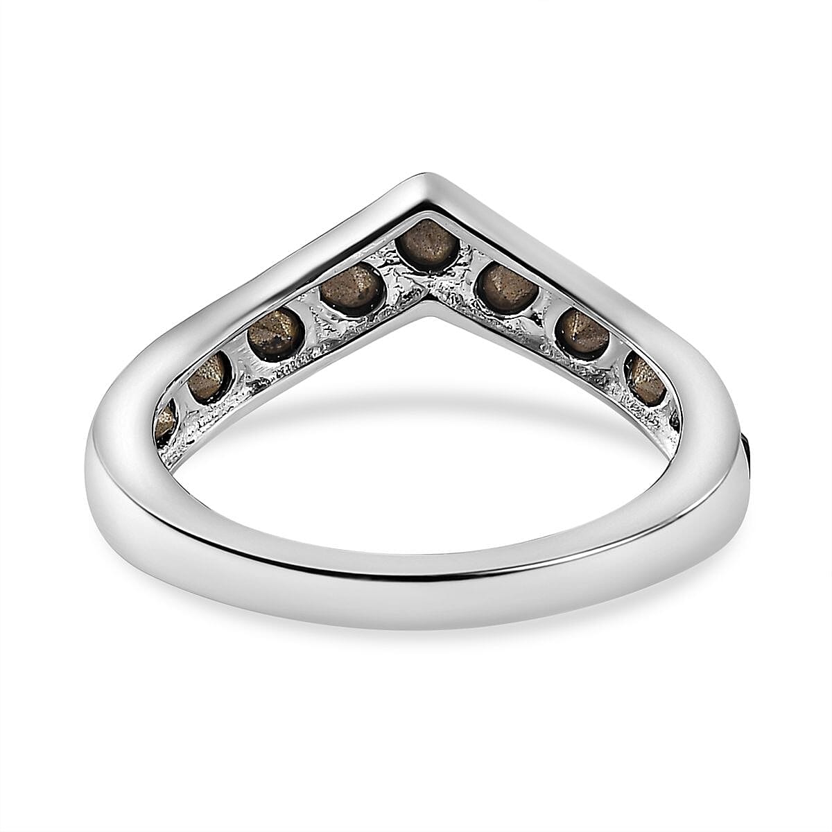 Sapphire Color Crystal Wishbone Ring in Sterling Silver (Size 10.0) image number 4