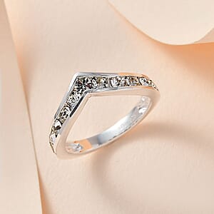 D'Joy Designer Premium Austrian Crystal Wishbone Ring in Sterling Silver (Size 7.0)