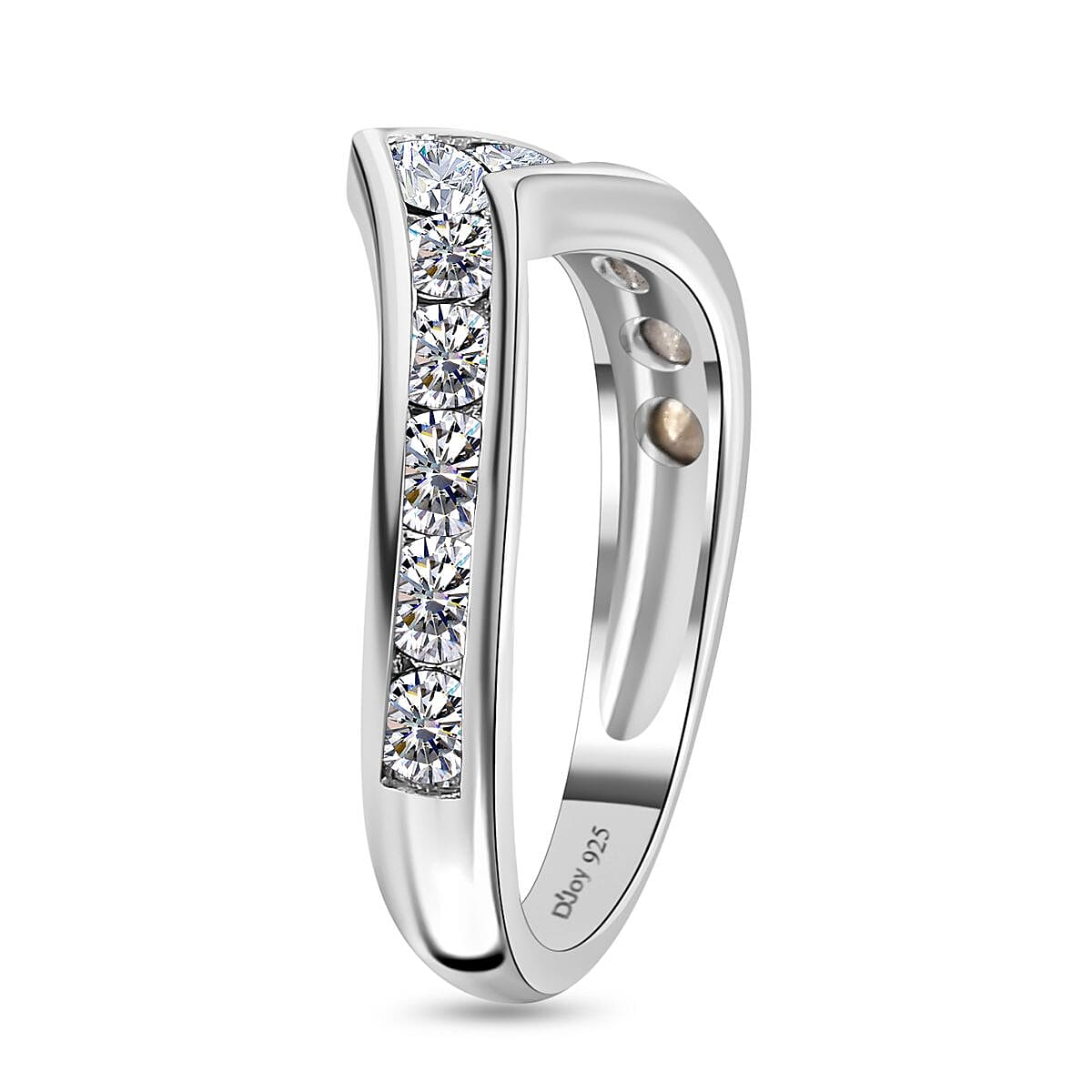 D'Joy Designer Premium Austrian Crystal Wishbone Ring in Sterling Silver (Size 7.0) image number 3