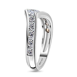 D'Joy Designer Premium Austrian Crystal Wishbone Ring in Sterling Silver (Size 7.0)