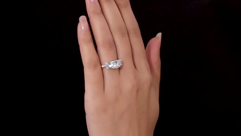 White Crystal 3 Stone Ring in Sterling Silver (Size 10)