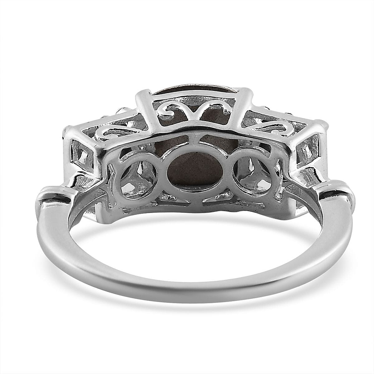 Designer Premium Austrian Crystal 3 Stone Ring in Sterling Silver (Size 10.0)