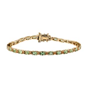 Tsavorite Garnet and Yellow Sapphire Tennis Bracelet in Vermeil Yellow Gold Over Sterling Silver (7.25 In) 5.90 ctw