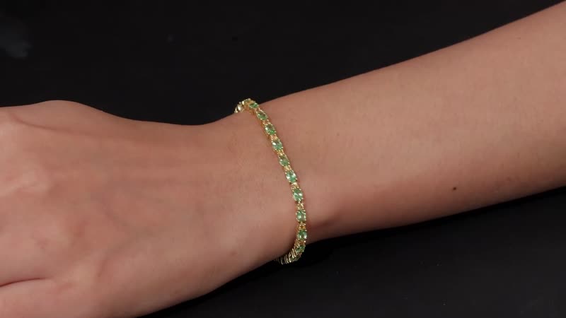 Tsavorite Garnet and Yellow Sapphire Tennis Bracelet in Vermeil Yellow Gold Over Sterling Silver (7.25 In) 5.90 ctw