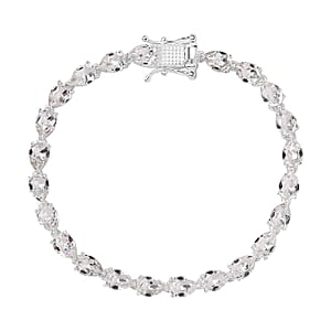 Designer Premium Austrian Crystal Link Bracelet in Sterling Silver (6.50 In)
