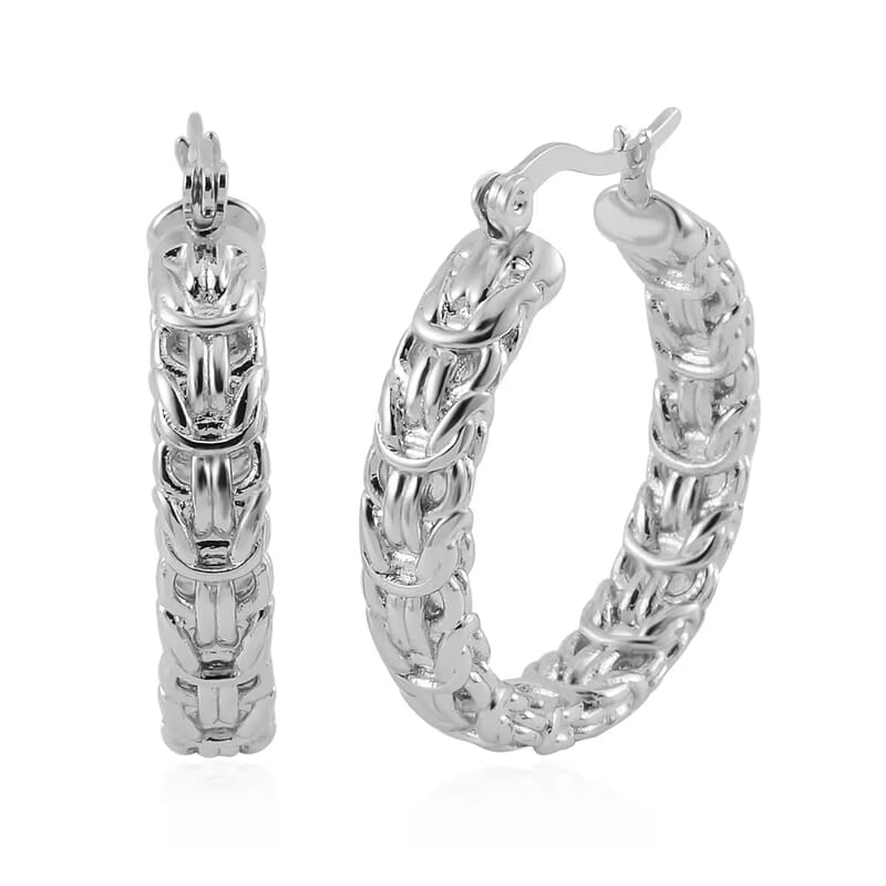 Ankur's Treasure Chest Byzantine Link Hoop Earrings in Stainless Steel