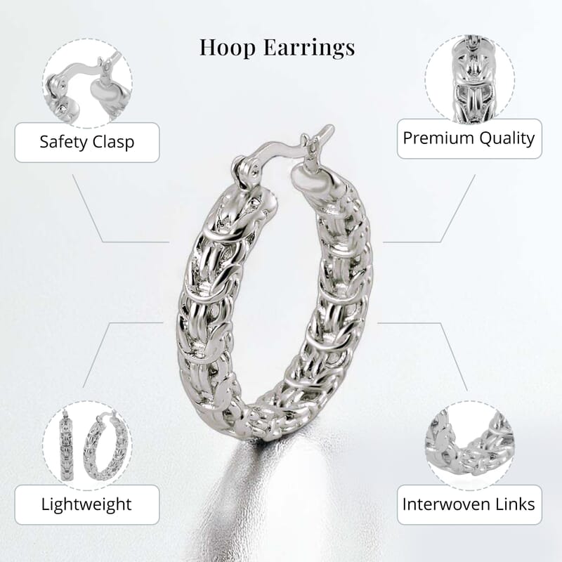 Ankur's Treasure Chest Byzantine Link Hoop Earrings in Stainless Steel