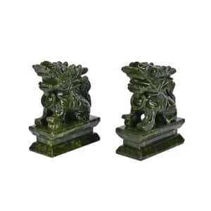 Set of 2 Handcrafted Serpentine Feng Shui Pixiu Figurine (3.7x1.7x4.7)