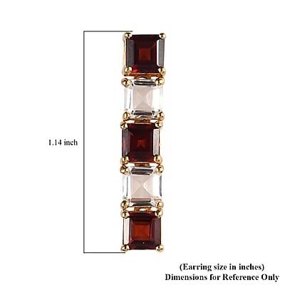 Premium Mozambique Garnet and White Topaz 7.65 ctw Stud Earrings in 18K Vermeil Yellow Gold Over Sterling Silver