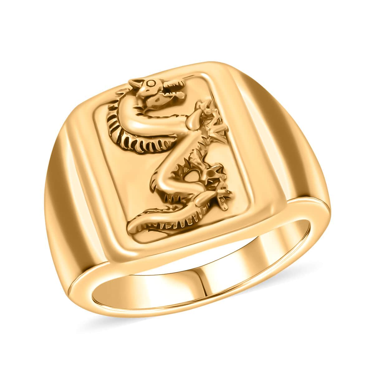22K Yellow Gold Electroform Dragon Signet Men's Ring (Size 11.0) 5.10 Grams image number 0