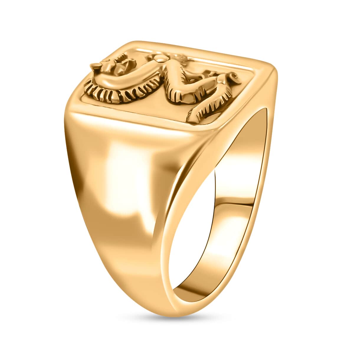22K Yellow Gold Electroform Dragon Signet Men's Ring (Size 11.0) 5.10 Grams image number 3