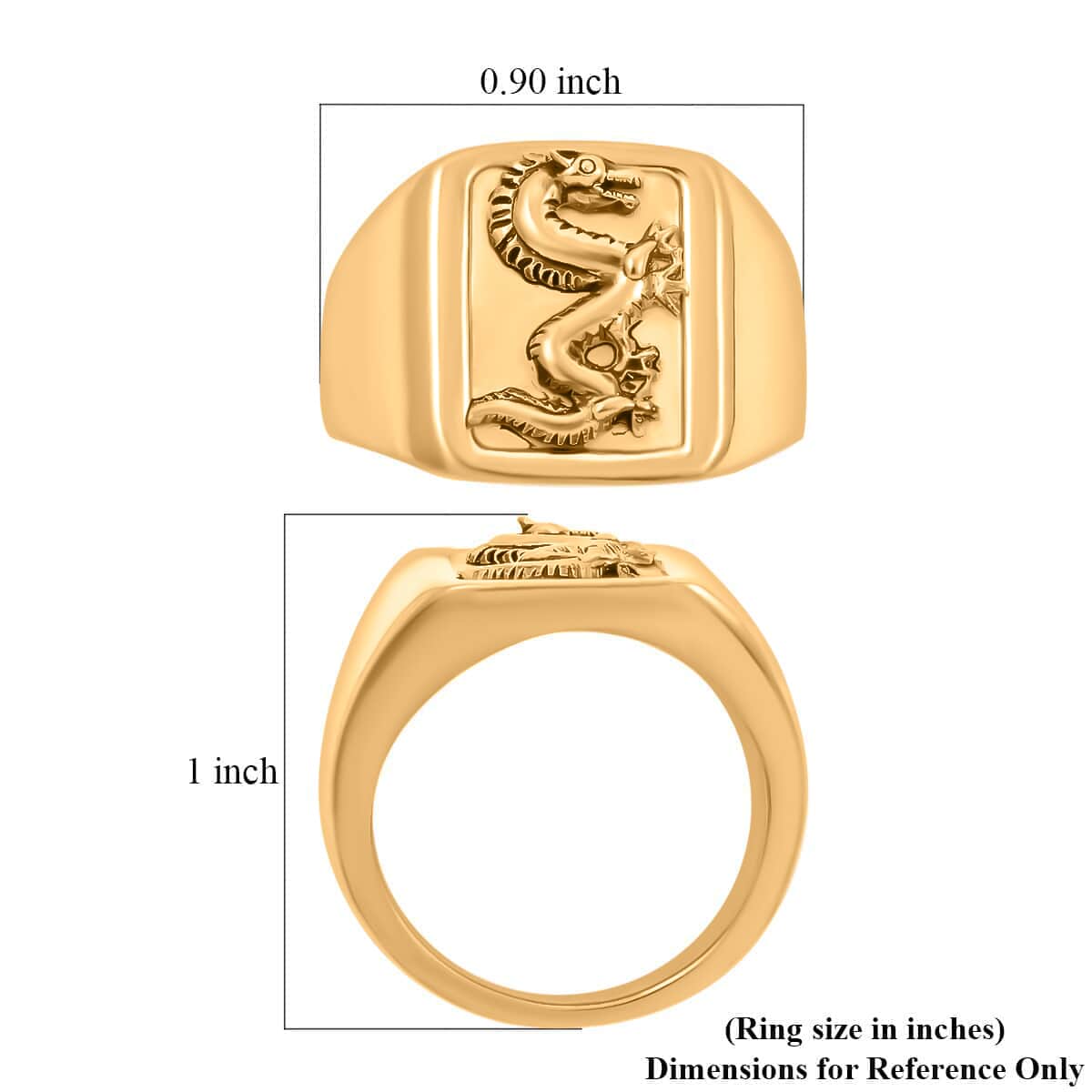 22K Yellow Gold Electroform Dragon Signet Men's Ring (Size 11.0) 5.10 Grams image number 4