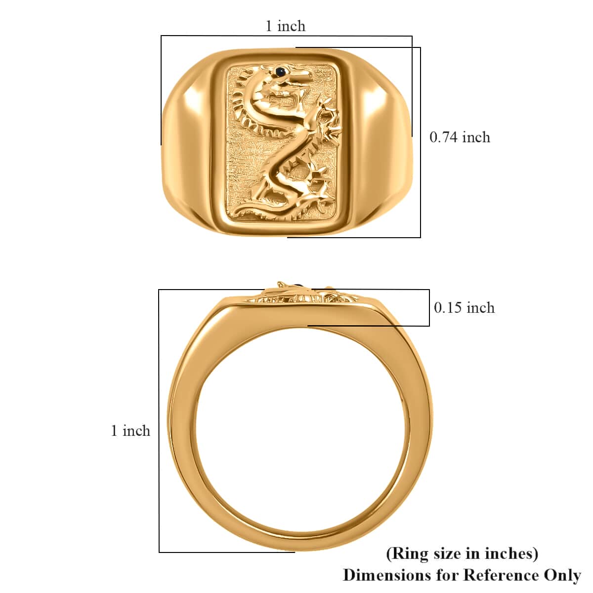22K Yellow Gold Electroform Dragon Signet Men's Ring (Size 11.0) 5.10 Grams image number 5