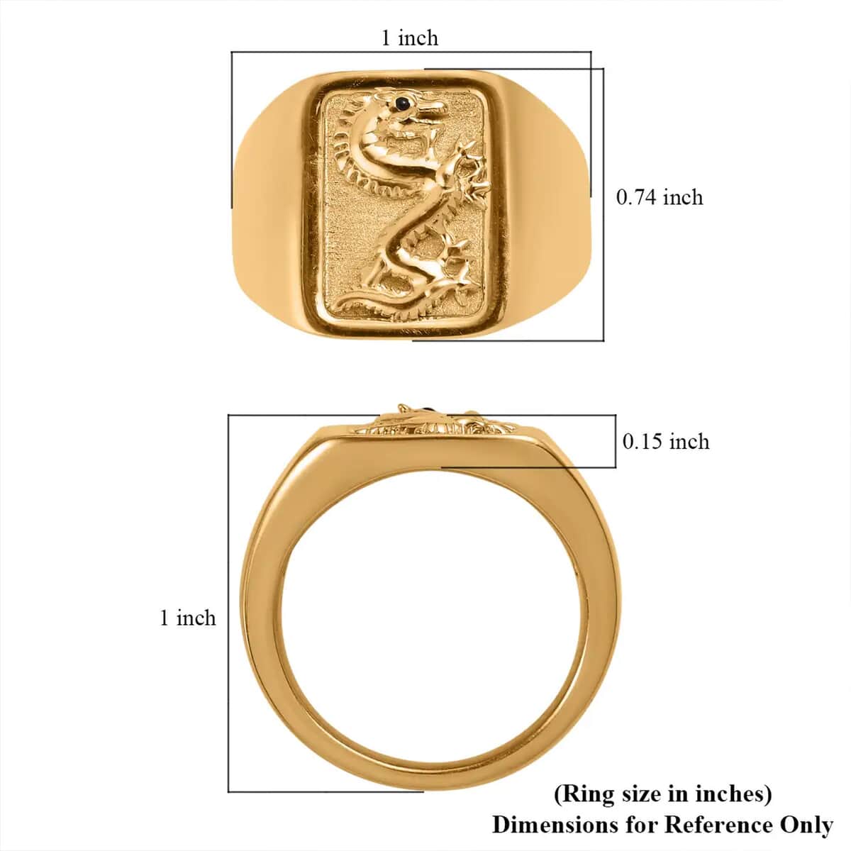22K Yellow Gold Electroform Dragon Signet Men's Ring (Size 11.0) 5.10 Grams image number 6
