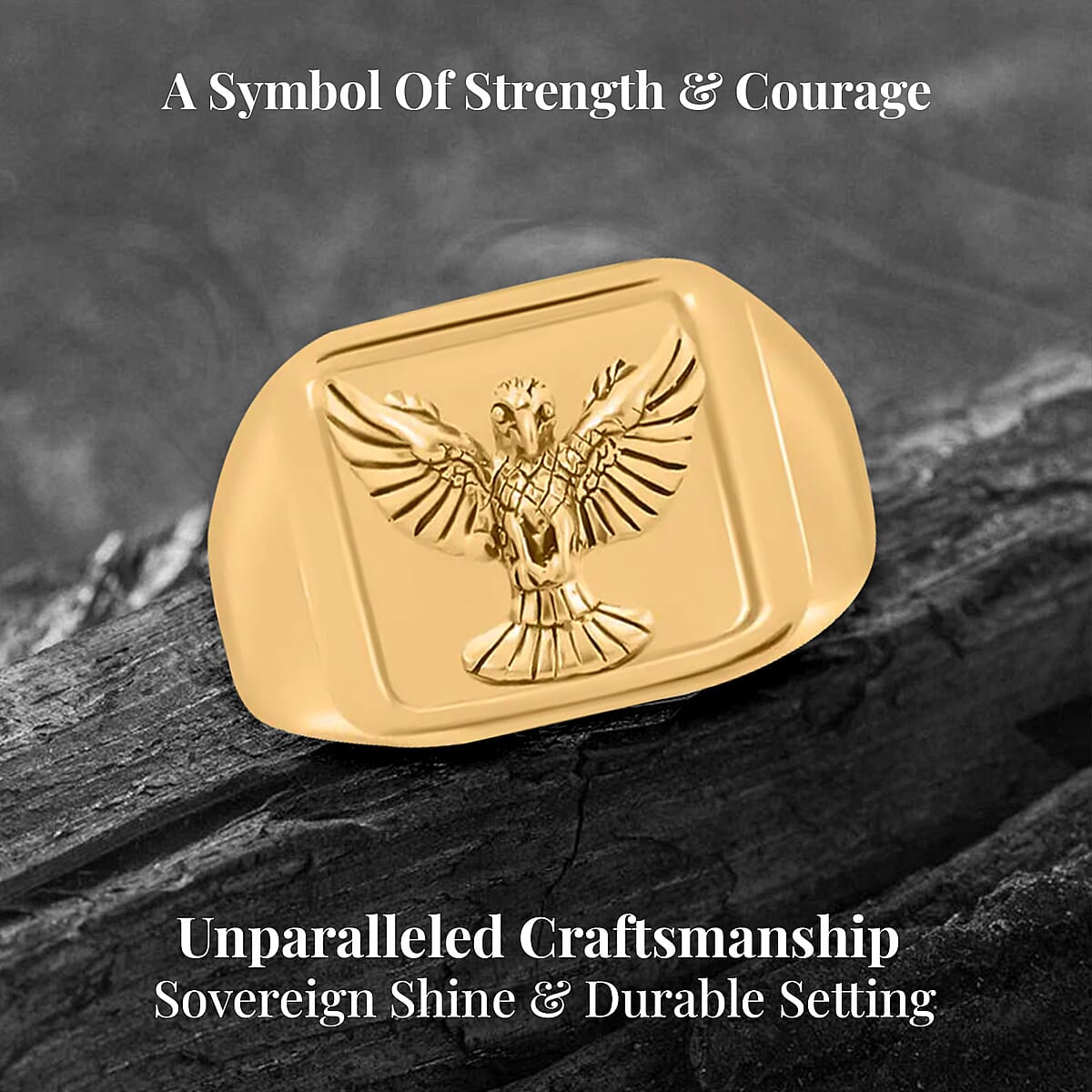 22K Yellow Gold Electroform Eagle Signet Men's Ring (Size 14.0) 5.10 Grams image number 3