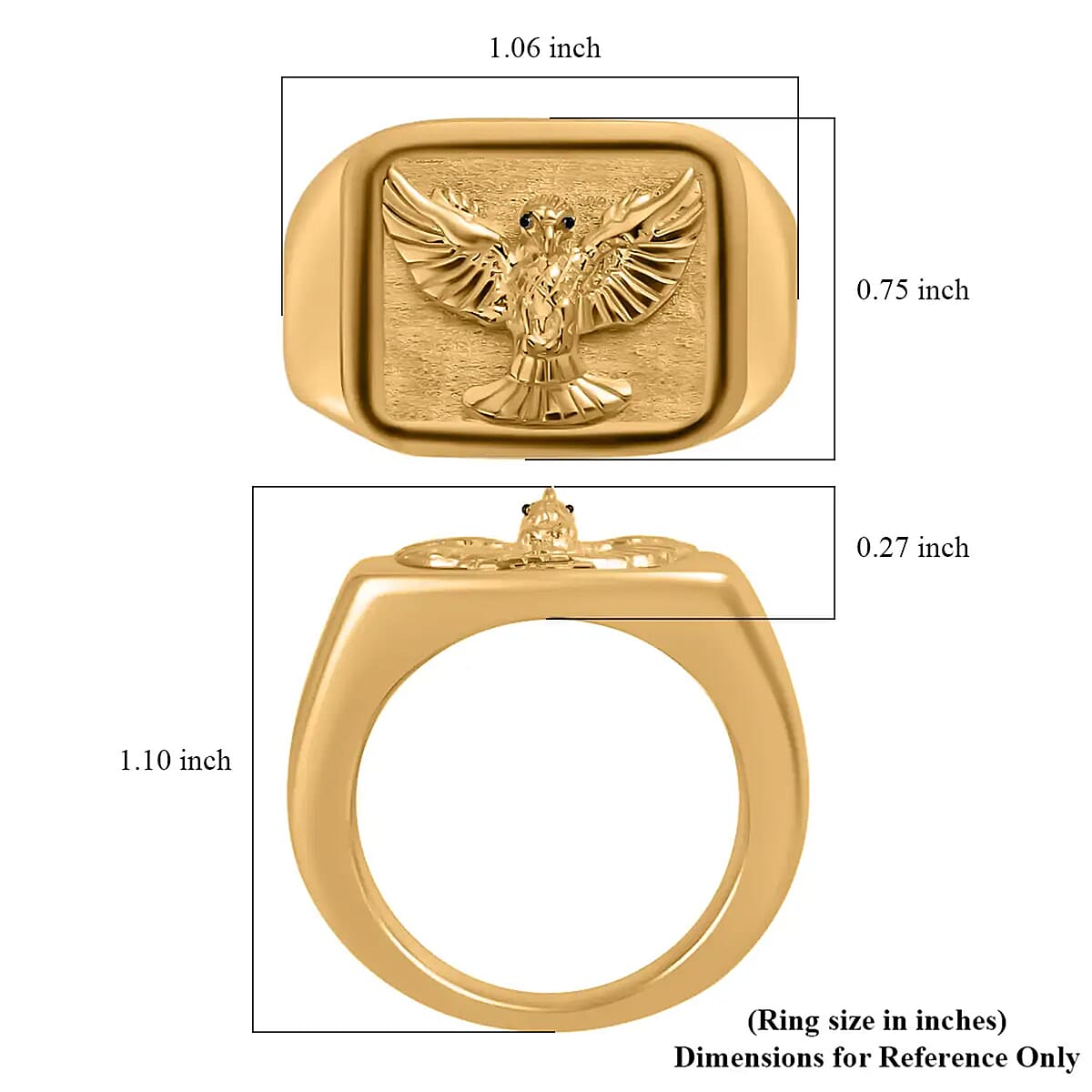 22K Yellow Gold Electroform Eagle Signet Men's Ring (Size 14.0) 5.10 Grams image number 6