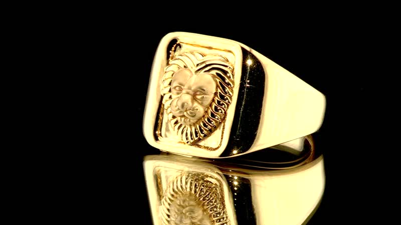 22K Yellow Gold Electroform Lion Signet Ring (Size 9.0) (4.15 g)
