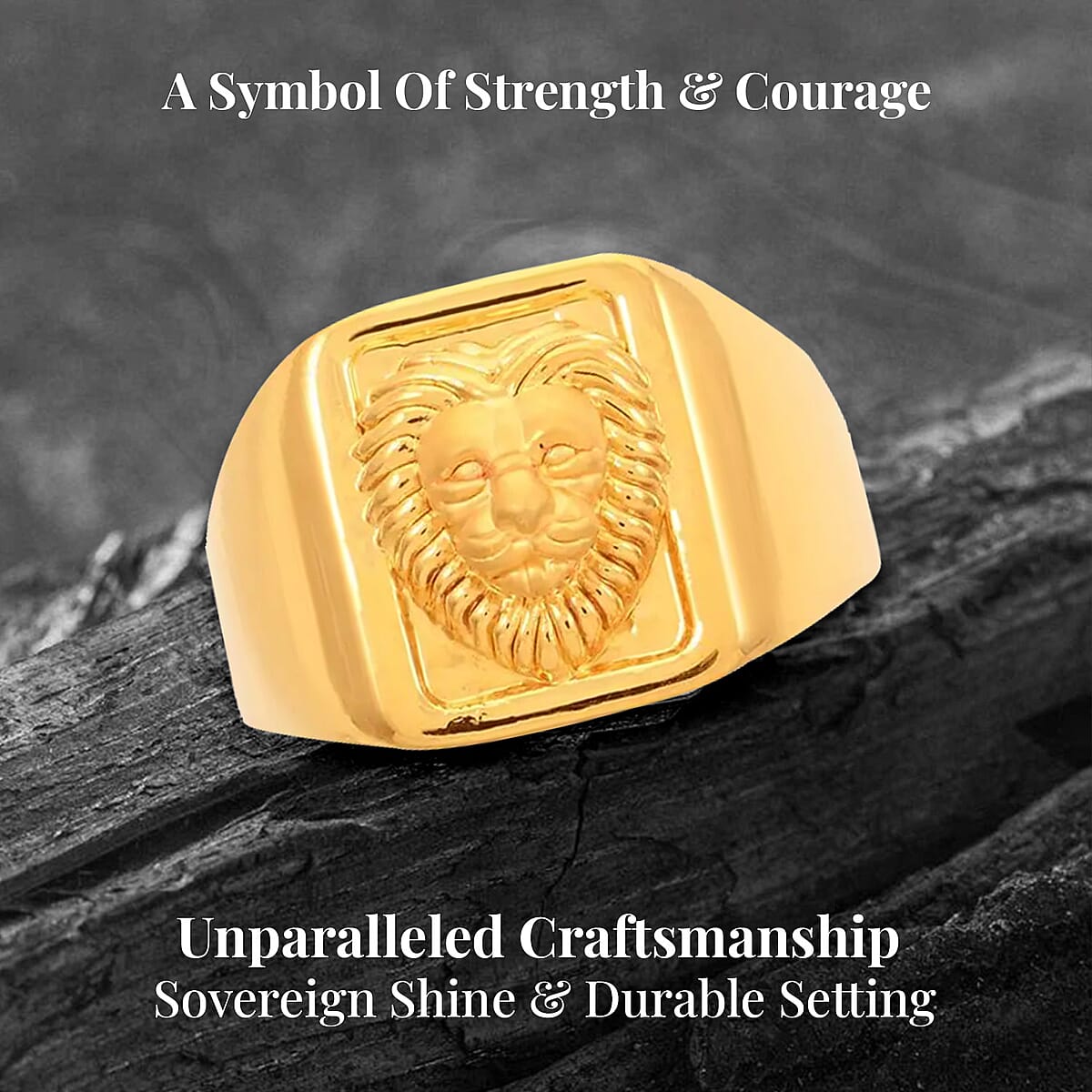 22K Yellow Gold Electroform Lion Signet Men's Ring (Size 12.0) 5.10 Grams image number 3