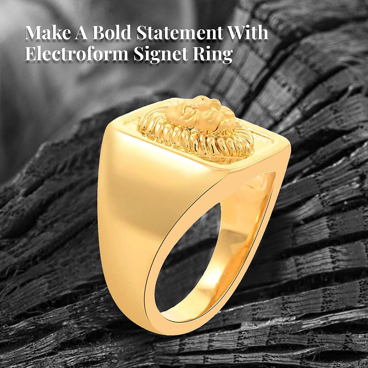 Electroform Lion Signet Men's Ring in 22K Yellow Gold 5.10 Grams (Size 14.0) image number 2